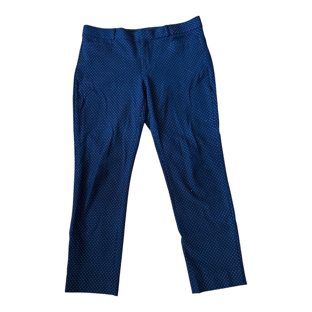 Banana Republic Navy Blue Polka Dot Straight Leg Ankle Pants Womens 10